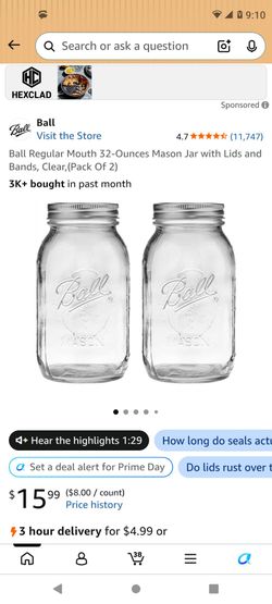 Ball 32 oz regular mouth canning jars set of two