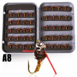 SOUGAYILANG 40pcs Fishing Lure Trout Pan Fish Nip Fishing Flys Bait With Professional ABS Box