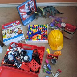 Toys. All $10. Blocks. Helmet. Tools. Screws. 