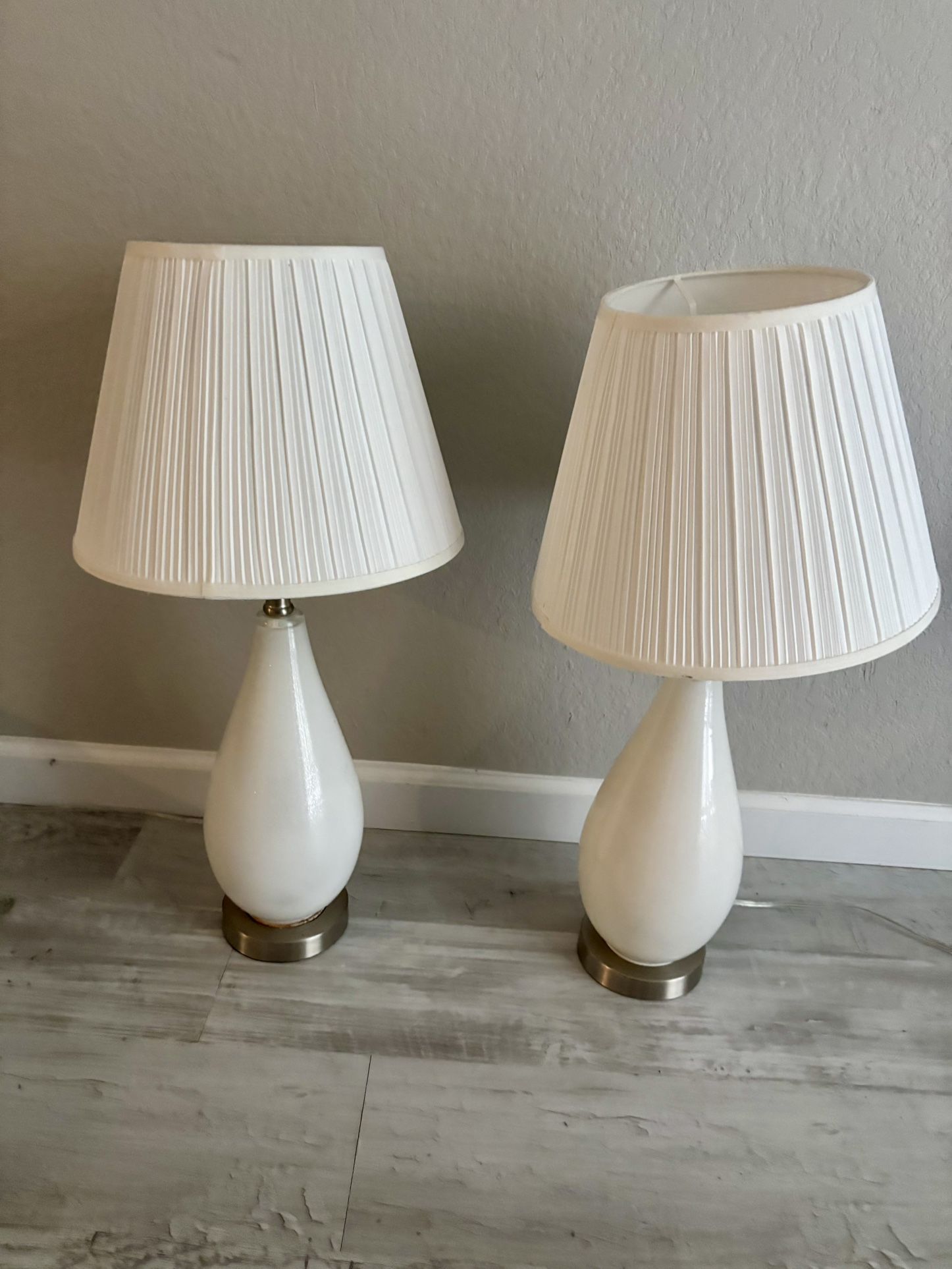 White Matching Lamp Set Of 2 (Glass)