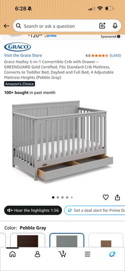 Graco Pebble Gray Crib + Mattress - Gently Used