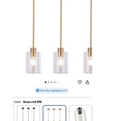 Brass Pendant Lights Kitchen Island - Gold Clear Glass Pendant Light Fixture Multiple Stems Rods 3 Units 12 Inch 3 Units 4 Inch (3 Pack Brass)