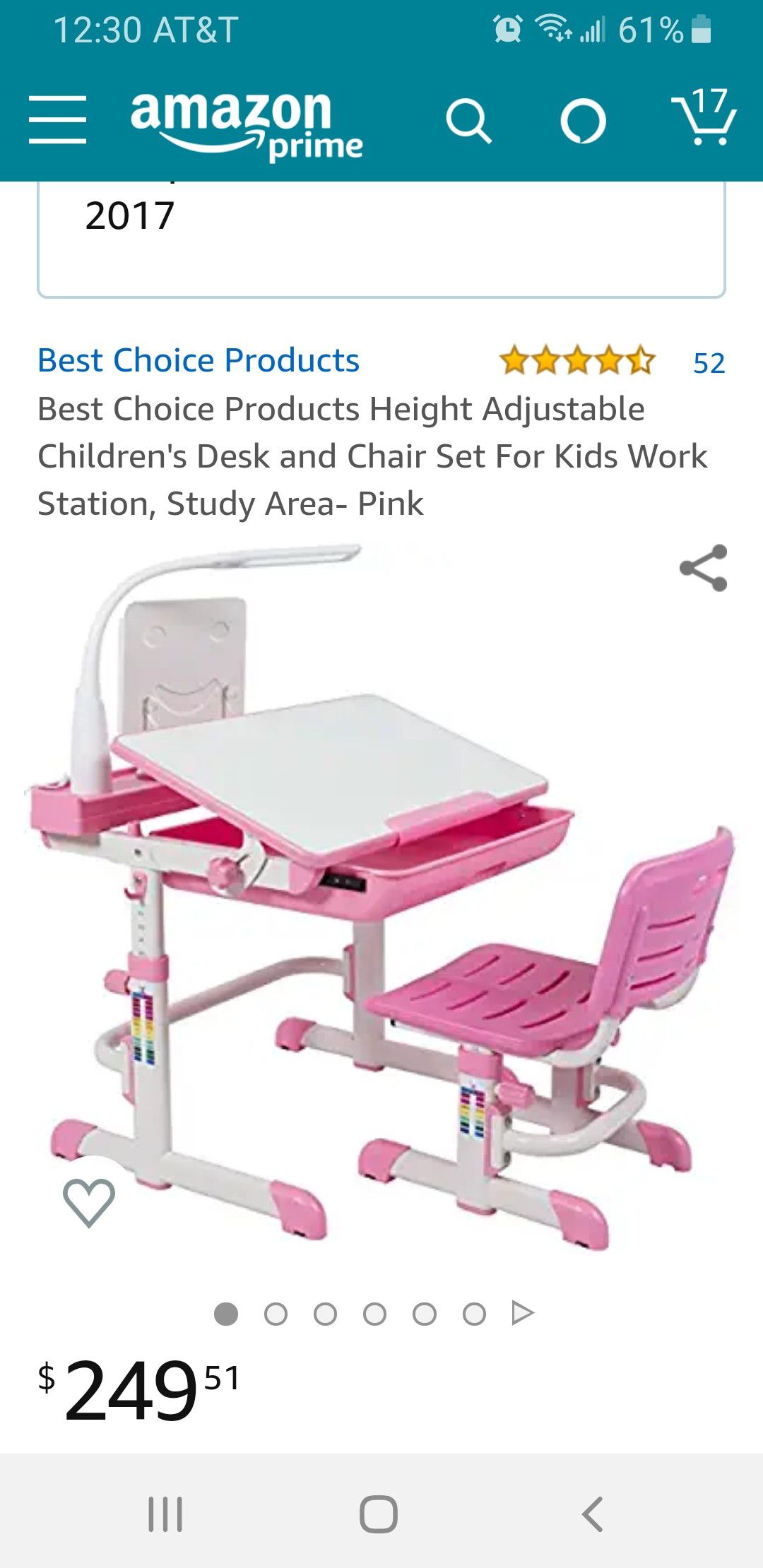 Children's Desk and Chair Set For Kids Work Station, Study Area- Pink