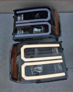 07-13 Gmc Sierra LED DRL Projector Headlights Luces Focos Micas Faros Faroles Headlamps