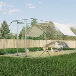 10 Ft. X 13 Ft. Galvanized Large Metal Walk In Chicken Coop Cage Farm Poultry Run Hutch hen house 
