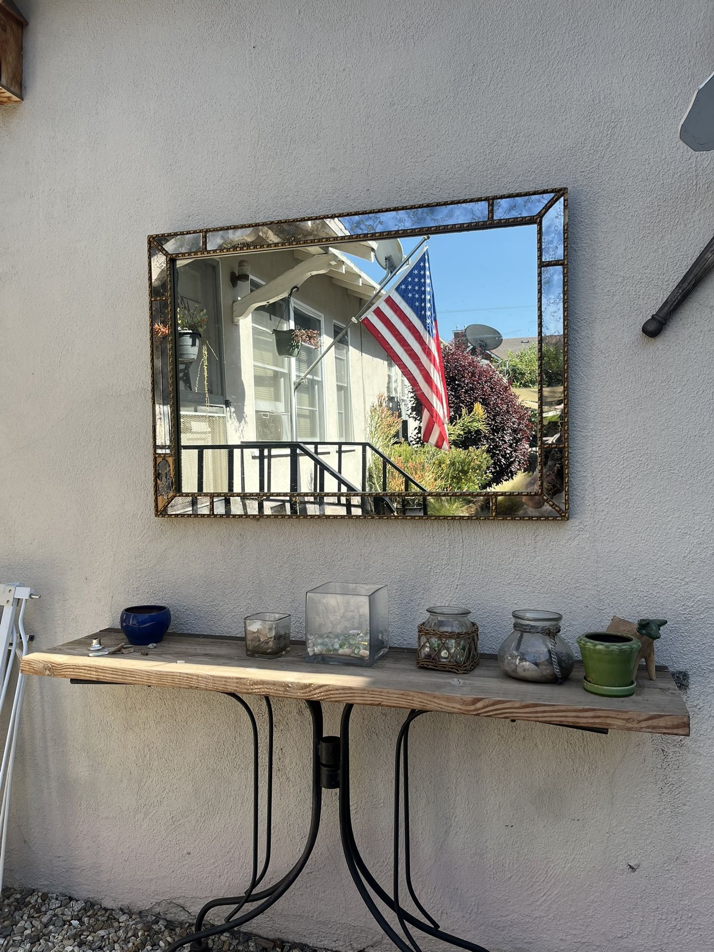 1970s Hollywood glam marbled frame mirror