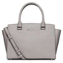Michael Kors Medium Selma Leather Satchel Pearl Grey 