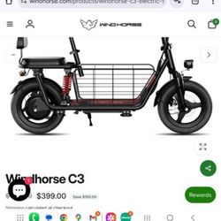 Windhorse Electric Sit Down Scooter  Hold A Child A Mom And The Dog In The Middle