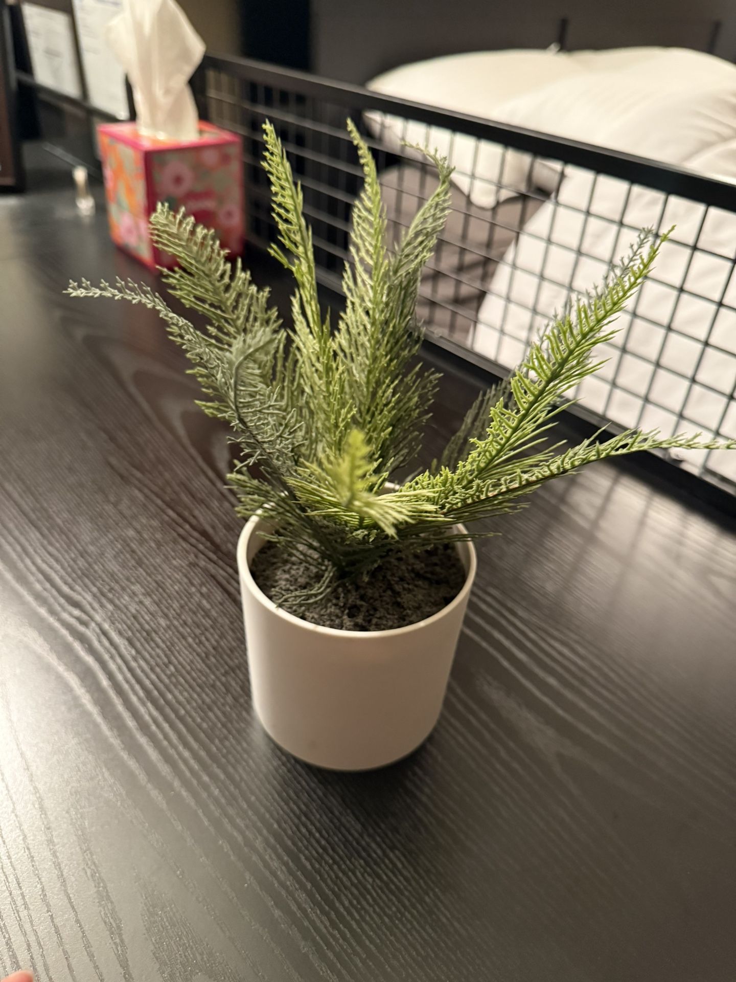 Artificial Green Potted Plant in White Ceramic Pot – Tabletop Décor