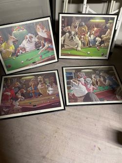 Pool Pool Room Decor All 4 Framed - 20 Inches X 16 Inches- man cave decor