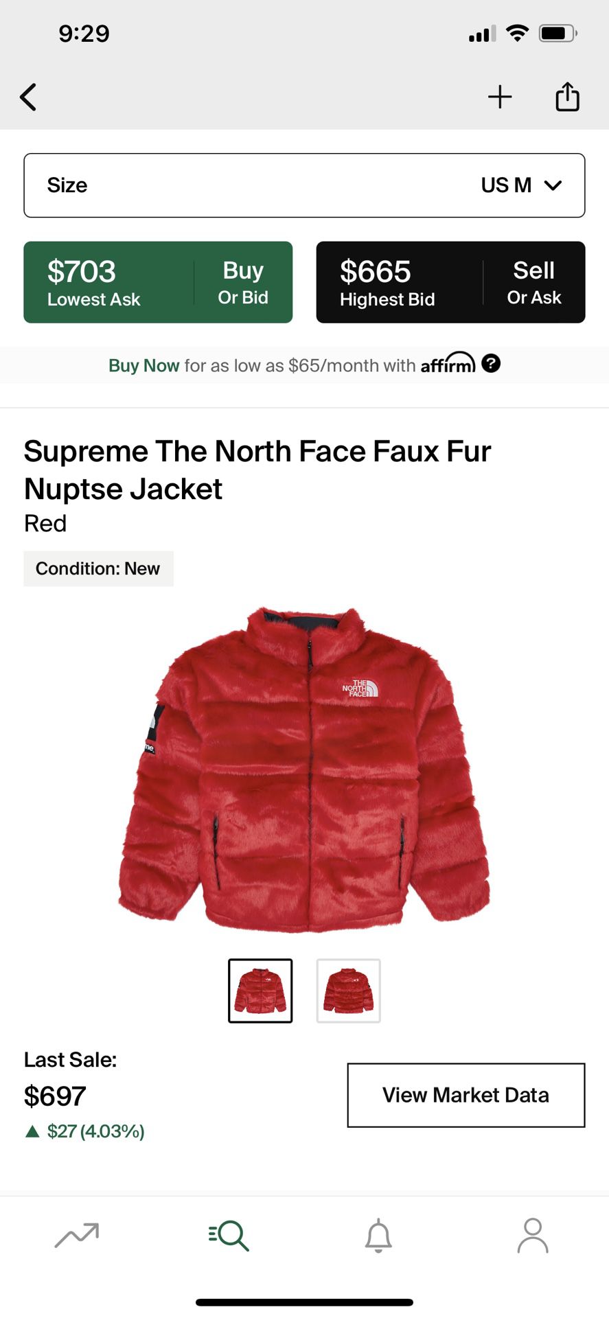 Supreme North Face Nuptse Faux Fur