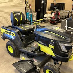 (Used Good) Ryobi 80V HP Brushless 42 in. Battery Electric Cordless Riding Lawn Tractor with (3) 80V 10Ah Batteries and Charger