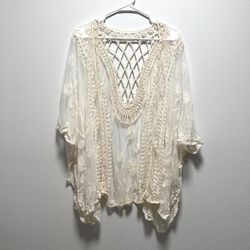 Apricot Crochet Lace Beach Cover Up