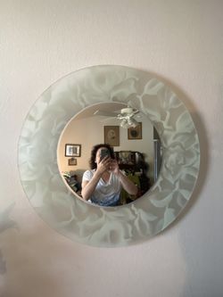 Frosted Round Glass Mirror 