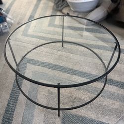 36” x 16” Round Glass & Metal Coffee Table