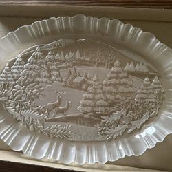 Vintage Glass Christmas Platter 