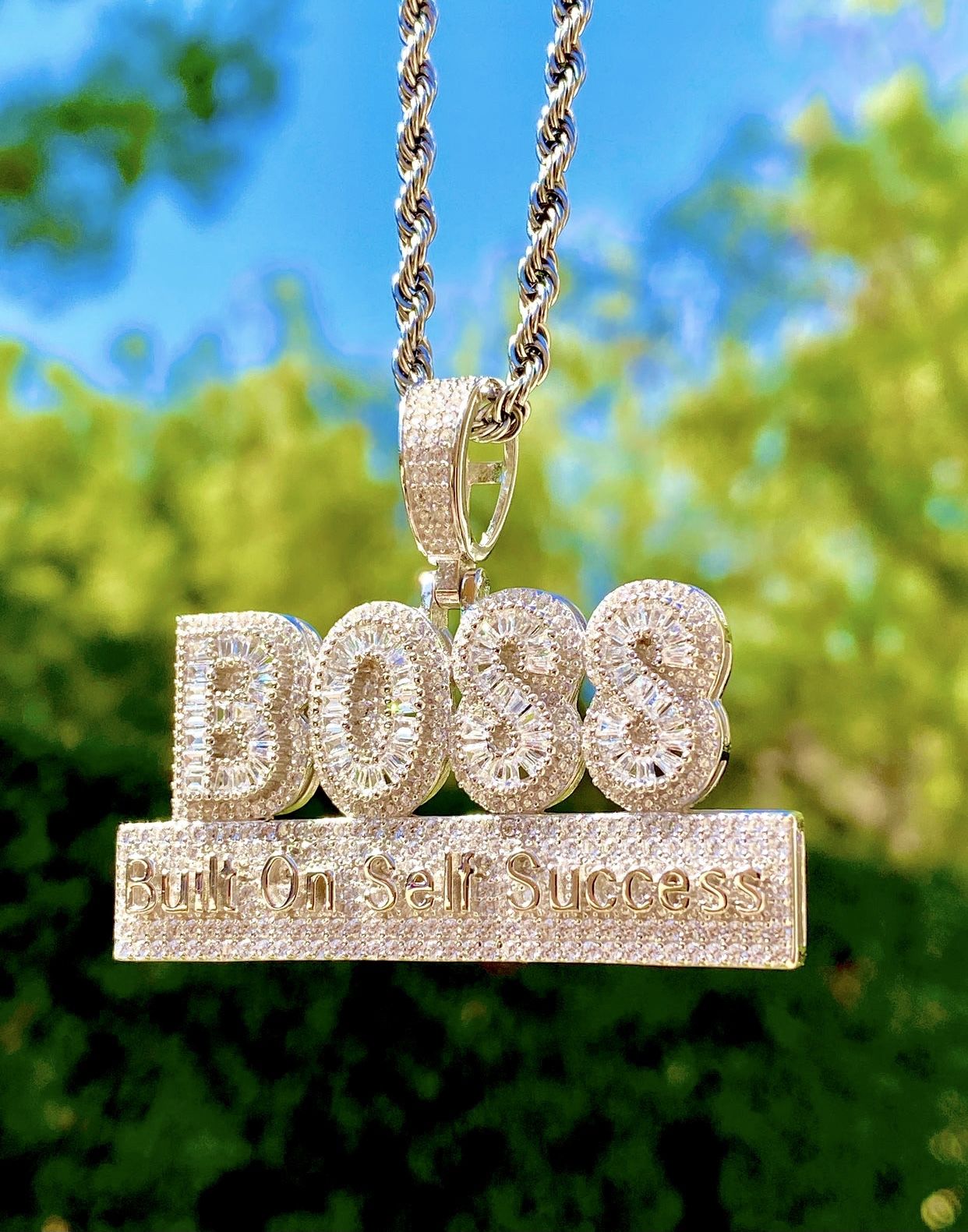 Italy 925 Sterling Silver Build On Self Success 14K White Gold 5X