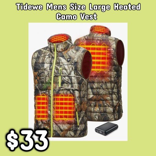 NEW Tidewe Mens Size Large Heated Camo Vest: Njft 