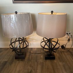 Bronze Table Lamps 28”H X 15”D In Good Condition $50 Firm On Price