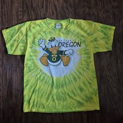 Vintage University of Oregon UO Ducks Tie Dye T-Shirt Disney Donald Duck Size Large