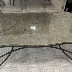 Special Collection cocktail/Coffee table with a stone top - Like a New ! Length 50 - Width 28 -