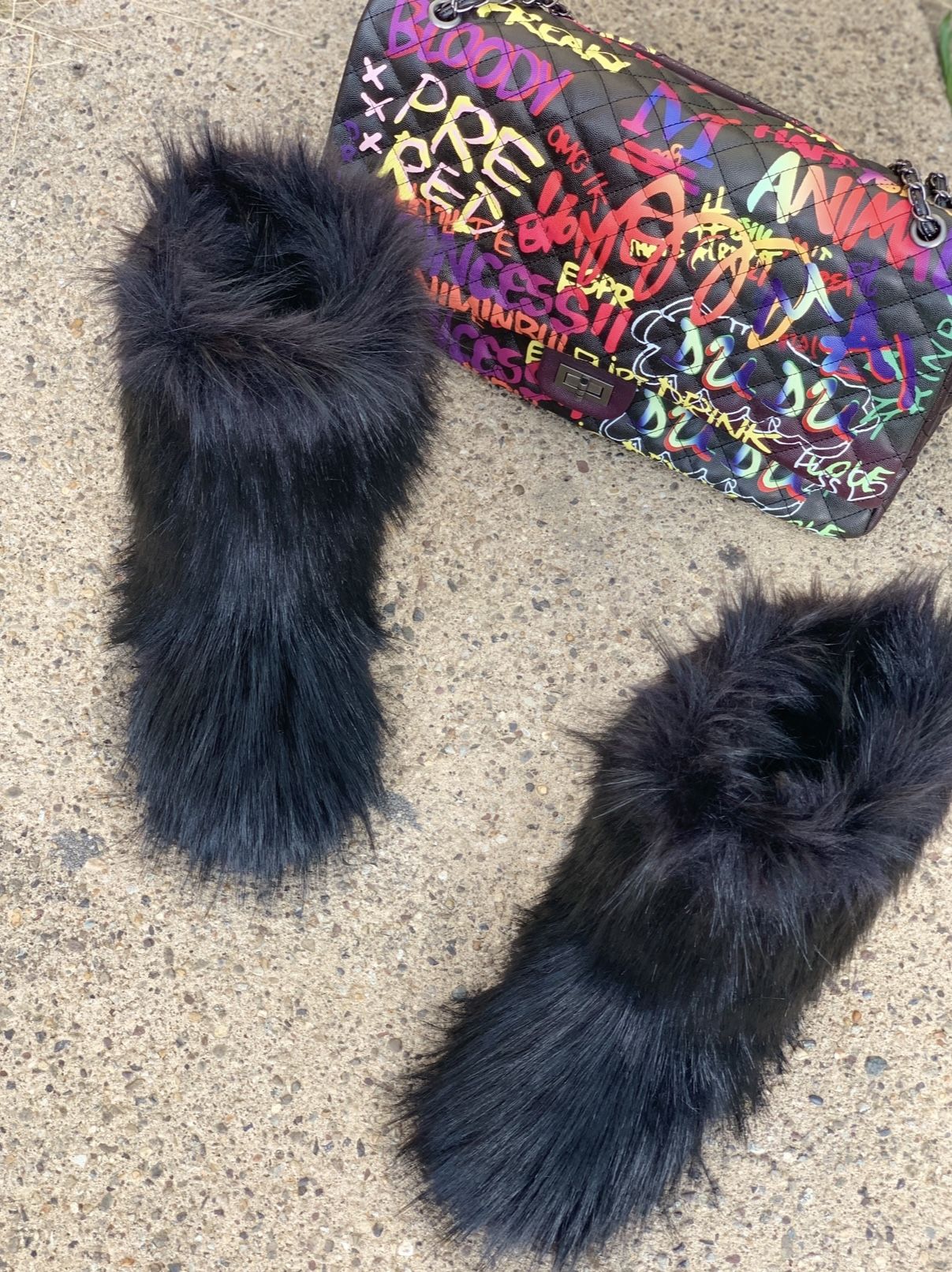 Black Faux Fur Boots