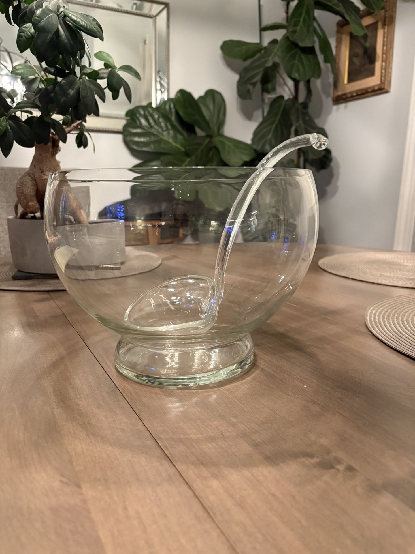 Glass Punch Bowl With Glass Ladle