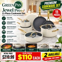GreenPan Jewel Pro 11-Piece Cookware Set – $110