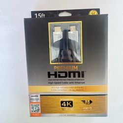 GE 15 ft. 4K HDMI 2.0 Cable with Ethernet and Gold Plated Connectors in Grey