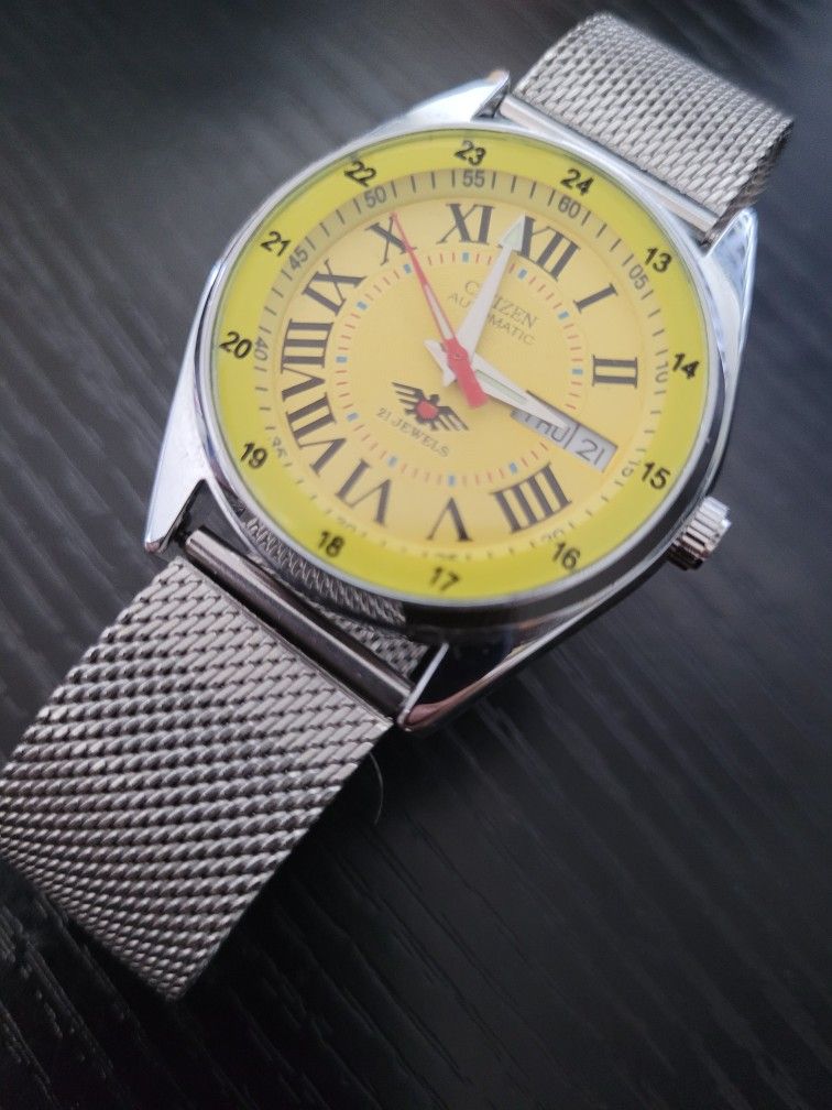 🔥RARE NEW Old Stock Vintage Citizen 8200 Men's Automatic Yellow Watch