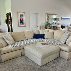 Sectional Couch and Storage Ottoman on Wheels
