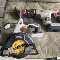Porter-Cable 20v Skillsaw and Sawzall With Adapter For Dewalt Battery 