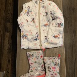 Disney Princess Toddler Jacket & Rain Boots ~ Size 4