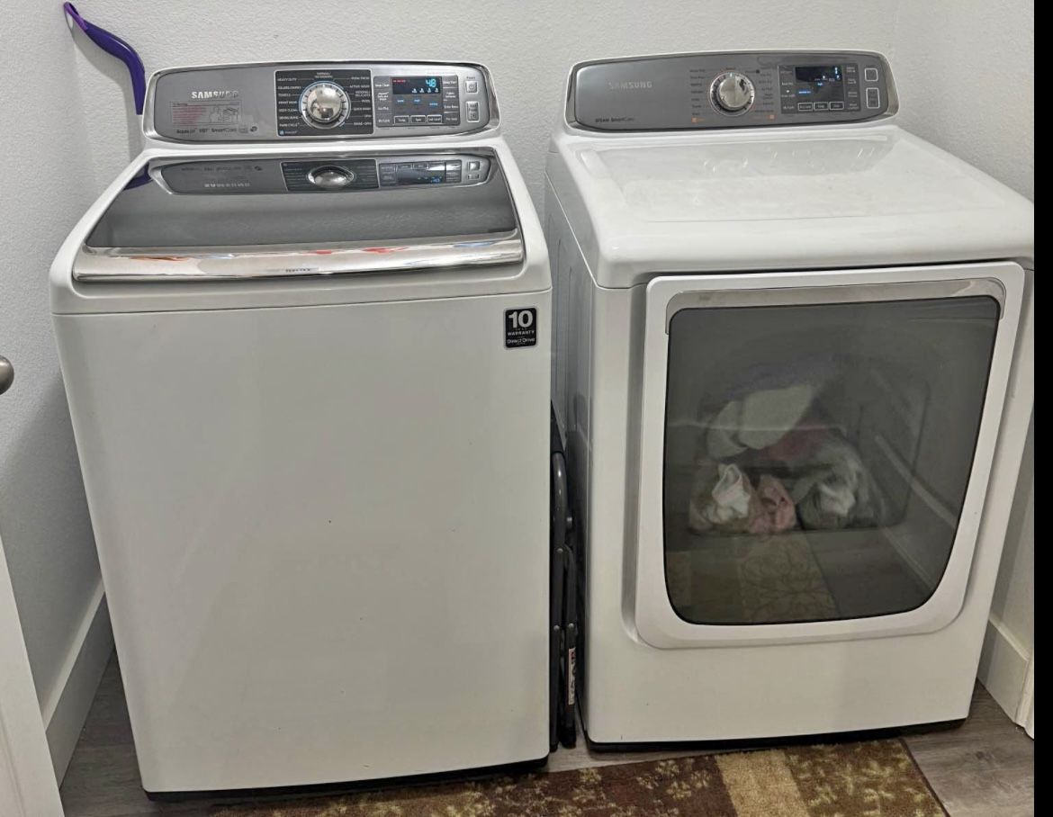 WE DELIVER • VERY NICE!!! SAMSUNG VRT “STEAM” Top Loading Washer & Dryer Set WORKS PERFECT!
