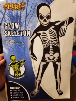 Spirit Glow in the dark Skeleton Child Halloween Costume Size small 4-6
