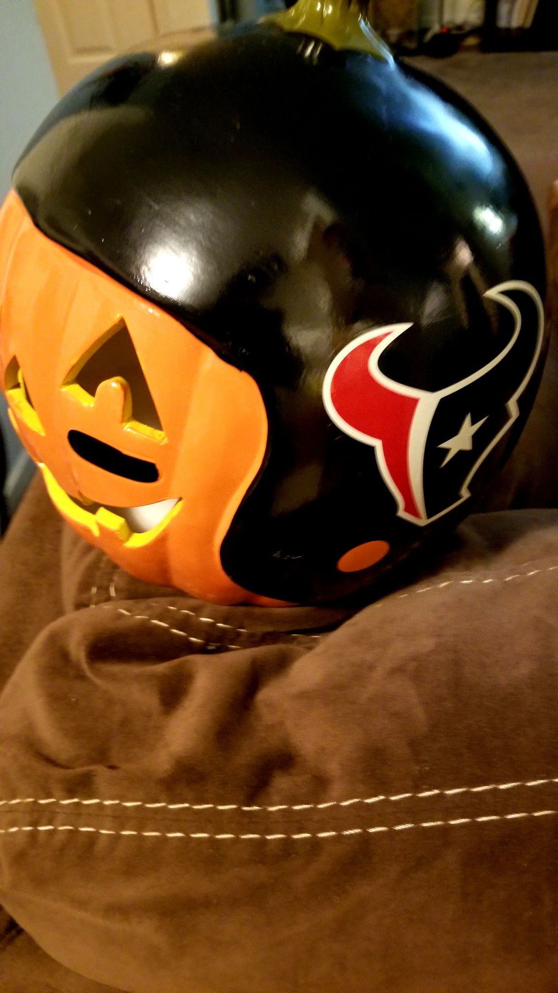 Texans Helment on Pumpkin