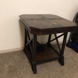Beautiful Ashley End Table (wood, Stone , Metal)