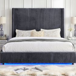  De King Size Tall Grey Bed Frame