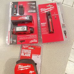 Milwaukee New Lights And Tape Measure All For $100