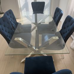 Glass Table And 6 Chairs