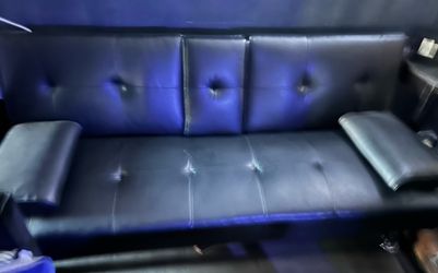 Black Faux Leather Futon Sofa