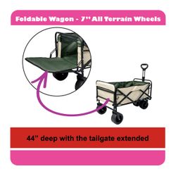 Beach/Camping Foldable Wagon - 7" All Terrain Wheels