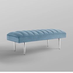 Upholstered Bench Blue/Silver