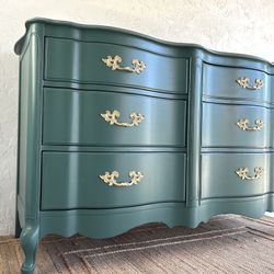 Refinished Lovely Six Drawer French Solid Wood Dresser