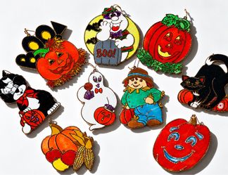 Vintage Halloween Suncatchers Hanging Ornaments Lot of