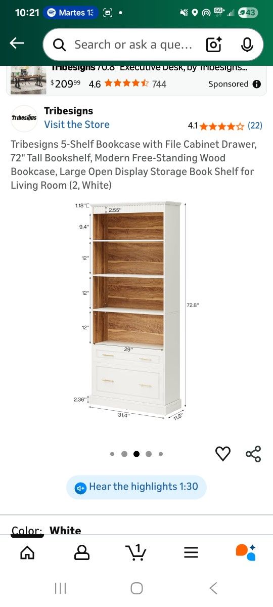 Bookcase with File Cabinet Drawe