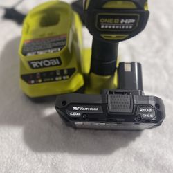 The drill kit includes a battery and charger.