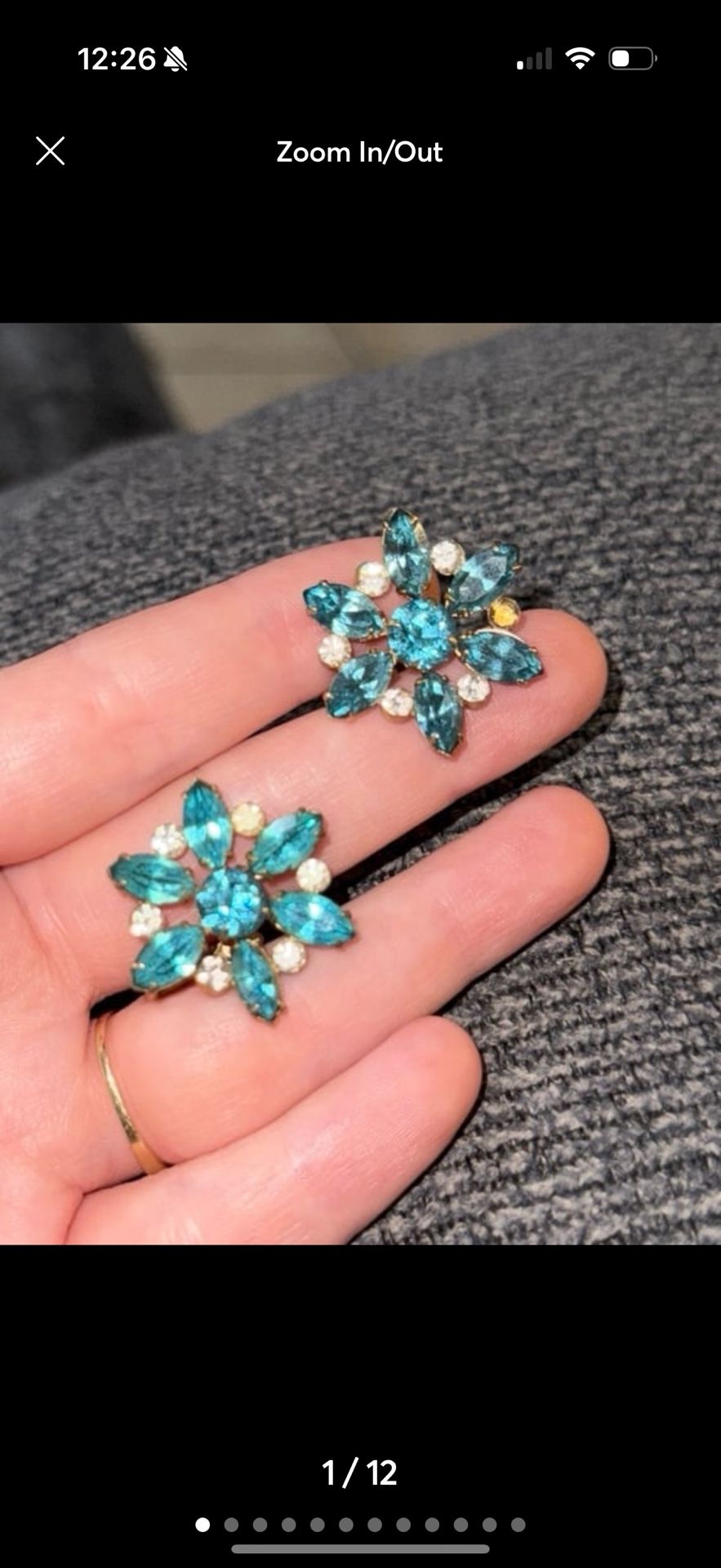 Vintage Earrings Coro Blue Flower