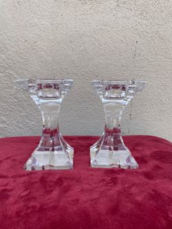 Elegant Pair of 24% Lead Crystal Candlesticks - Made in Slovenia