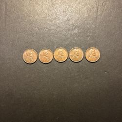 Coins – Lincoln pennies – VERY NICE COINS – all San Francisco mint – 1950S/51S/52/53S/55S – Total 5 coins